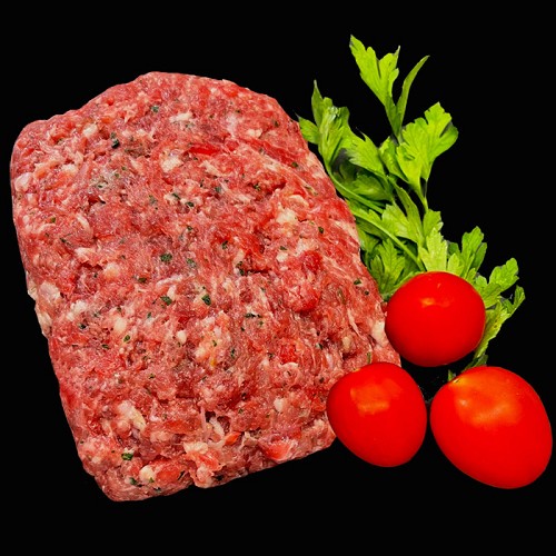 Bioland-Rindfleisch und Schweinefleisch 500g dem Verzehr erhitzen