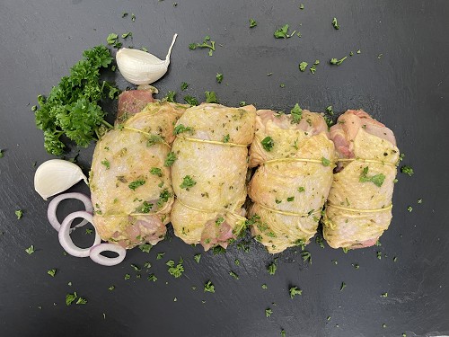 Pollo Fino 500g ausgebeinte Hähnchenkeulen in Bärlauchmarinade 