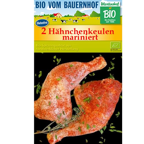 Bio marinierte Hähnchenkeulen, 2 Stück ca. 550g